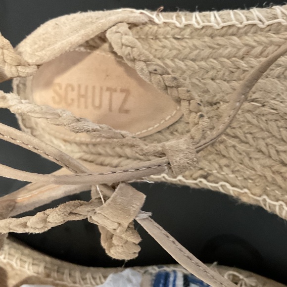 Schutz flat espadrilles in blue textile stripes 9 - Picture 5 of 7